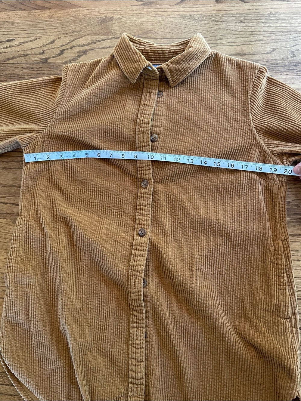 L.L. Bean Caramel Corduroy Shirt Jacket Shacket Long Tunic Button Down Sz XS - Picture 9 of 13